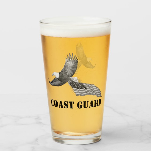 Verre de bière Eagle de la Garde côtière (Devant (rempli))