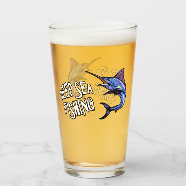 Verre de bière pinte de pêche en mer (Devant (rempli))