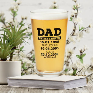 Verre de bière pour papa avec des noms d'enfants