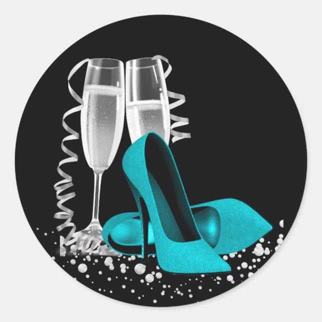 Verre de champagne Chaussure haute talon Stickers  (Devant)