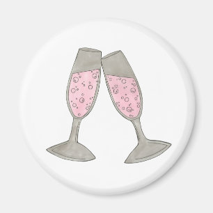 Verre de Champagne Rose Pétillant Aimant Mariage F