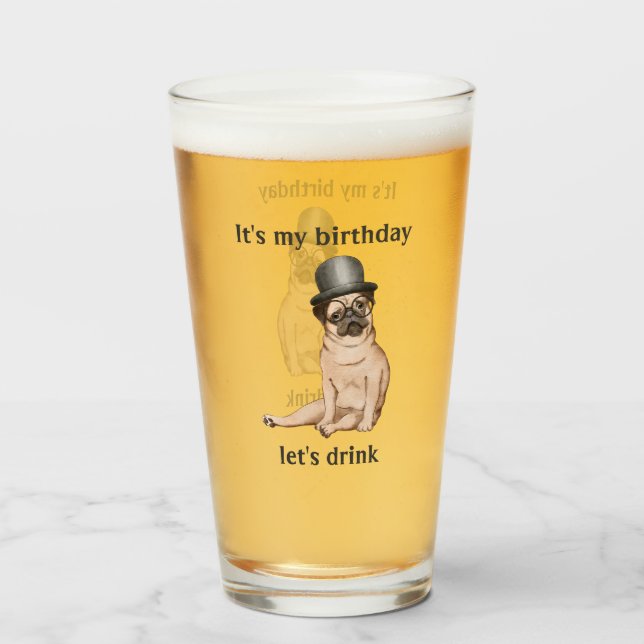 Verre de chien d'anniversaire mignon (Devant (rempli))