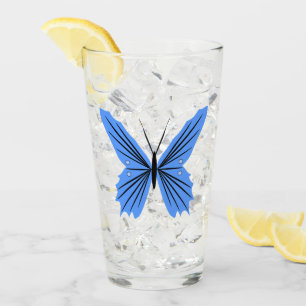 Verre de conception papillon bleu