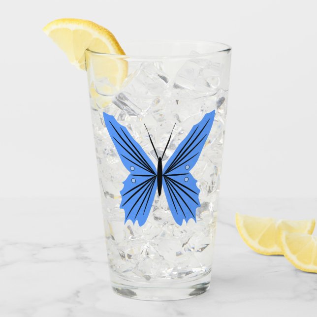 Verre de conception papillon bleu (Devant glace)