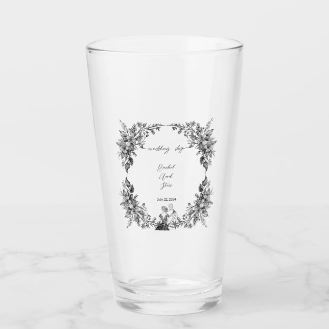 Verre de Faveur de Mariage Romantique (Devant)