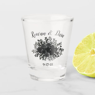 Verre de Mariage gothique noir et blanc Rose