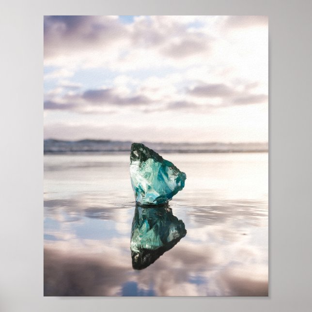 Verre de mer au coucher du soleil photo impression (Devant)