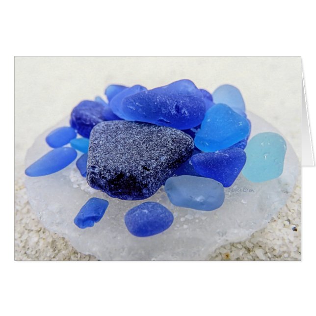 Verre de mer bleu sur blanc (Devant horizontal)