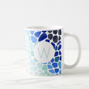 Verre De Mer Coloré Avec Mug Initial