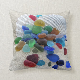 Verre de mer dans beaucoup de couleurs - coussin