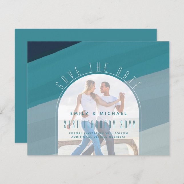 Verre de mer moderne Océan Peacock Bleu Mariage Tu (Devant / Derrière)