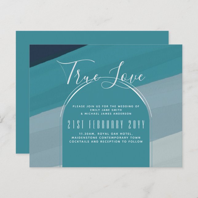 Verre de mer moderne Océan Peacock Bleu Mariage Tu (Devant / Derrière)