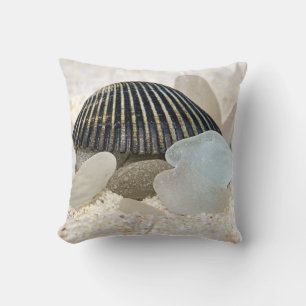 Verre de mer noir et blanc - coussin
