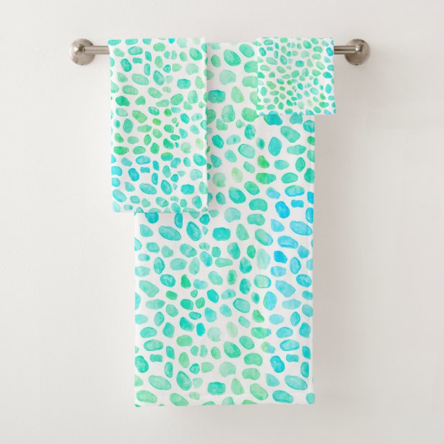 Verre de mer Turquoise Plage Motif Ensemble de ser (En situation)