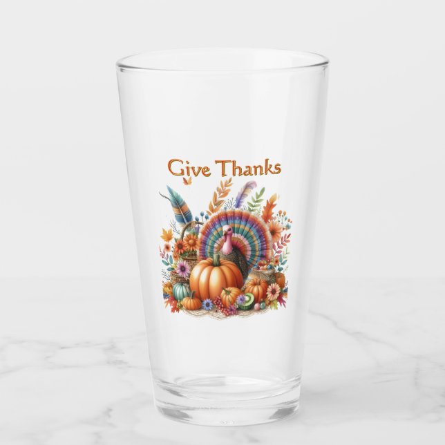 Verre de pint de dinde boho de l'Action de grâce  (Devant)
