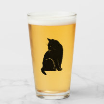 Verre de pinte de chat noir