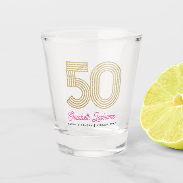 Verre de tir d'or et rose 50e anniversaire (Devant)