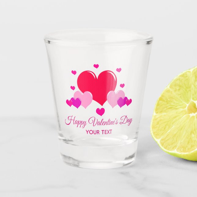 Verre de tir personnalisé Heureuse Sainte-Valentin (Devant)