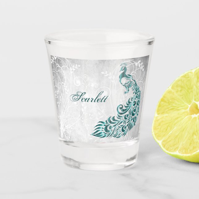 Verre de tir personnalisé Peacock turquoise (Devant)