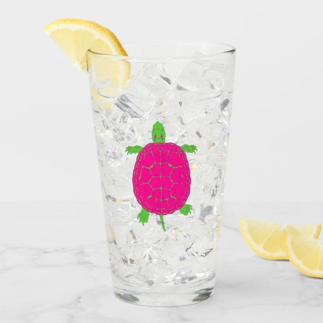 Verre de Tortue Rose et Vert (Devant glace)