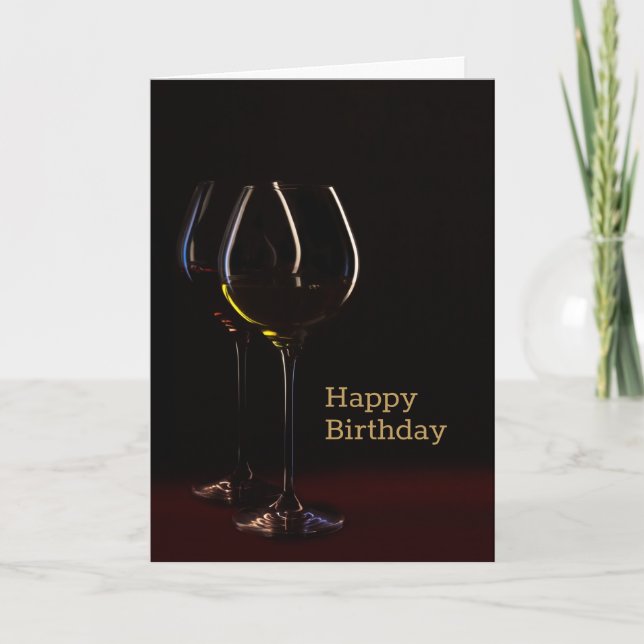 Verre de vin noir Bonne carte d'anniversaire (Devant)