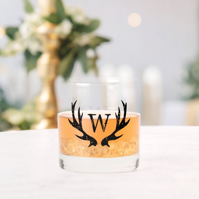 Verre de whisky monogramme avec logo de cerf (Insitu (Mariage))