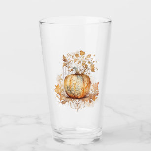 Verre Décor de rêve en automne avec citrouille et feuill