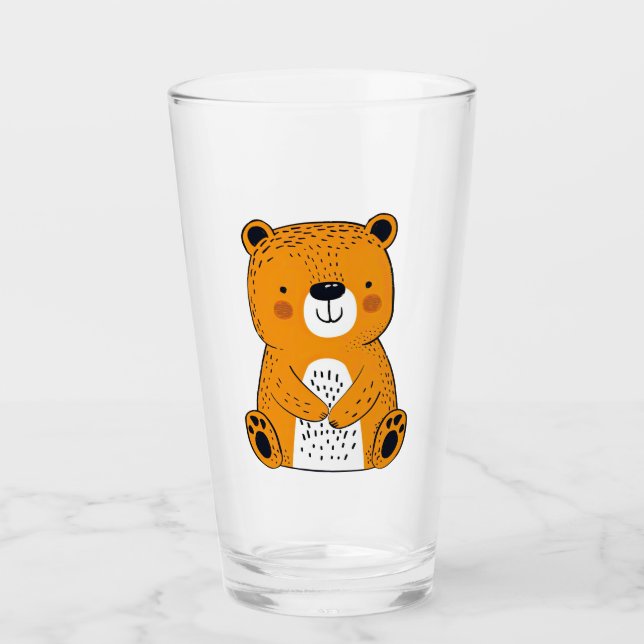 Verre Décor d'ours en caricature mignonne (Devant)