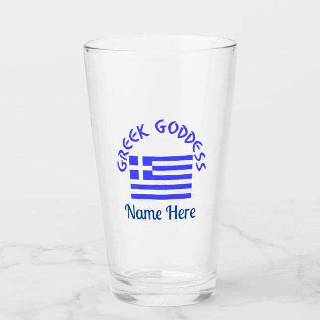 Verre Déesse grecque et drapeau de la Grèce personnalisé (Devant)