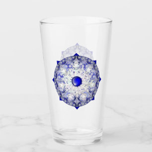 Verre Dentelle en céramique bleu de grèce & flocon de ne
