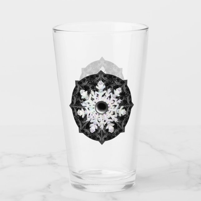 Verre Dentelle en céramique noir & flocon de neige (Devant)