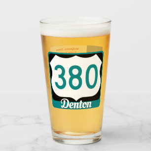 Verre Denton, Texas, & US 380, Pint Glass