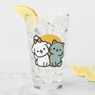 Verre Des amis vrais pour toujours   Cute Cat & Chien Du