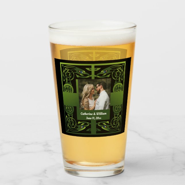 Verre Design Celtique irlandais traditionnel vert (Devant (rempli))