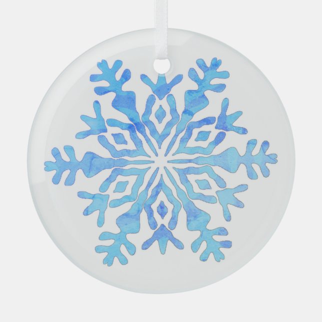 Verre Design de flocon de neige bleu sur un ornement en  (Recto)