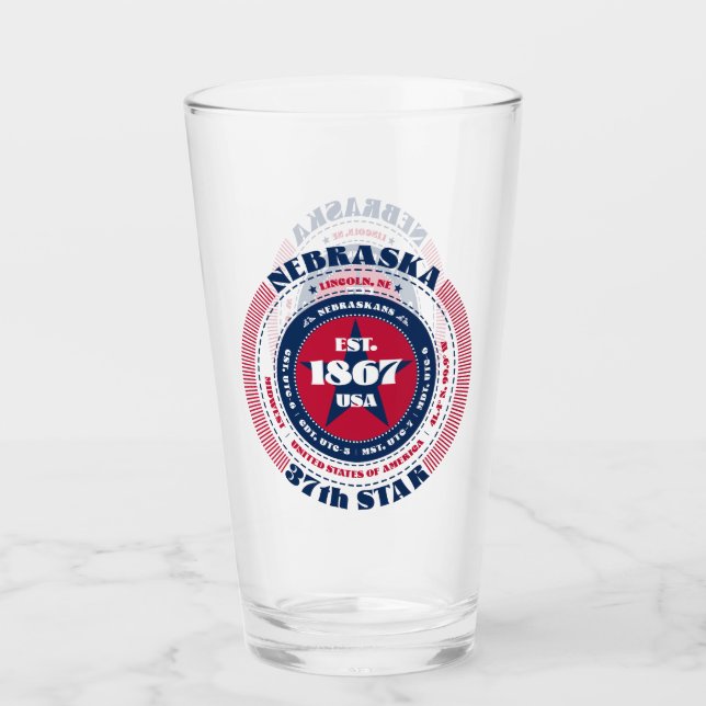 Verre Design de la typographie circulaire du Nebraska (Devant)