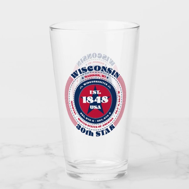 Verre Design de typographie circulaire du Wisconsin (Devant)
