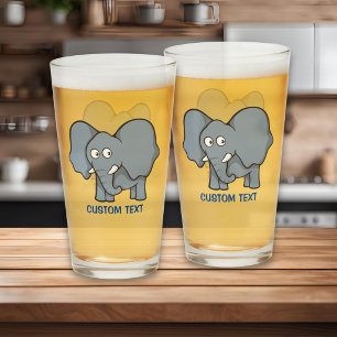 Verre Dessin animé éléphant gris