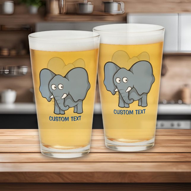 Verre Dessin animé éléphant gris (Créateur téléchargé)