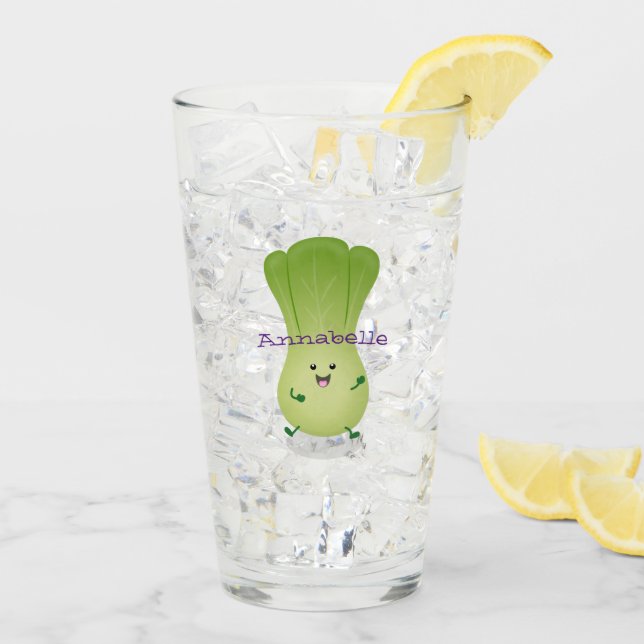Verre dessin animé mignon de bok choy (Dos glace)
