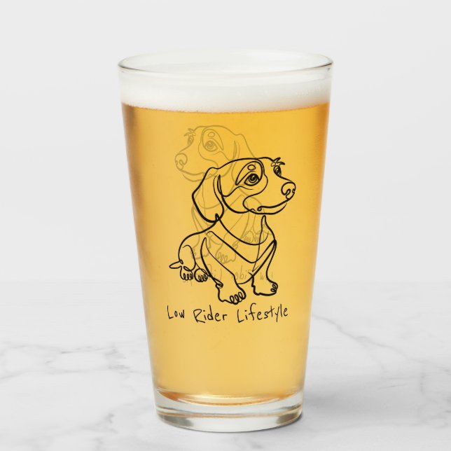Verre Dessin au trait de teckel - Style de vie Low Rider (Devant (rempli))