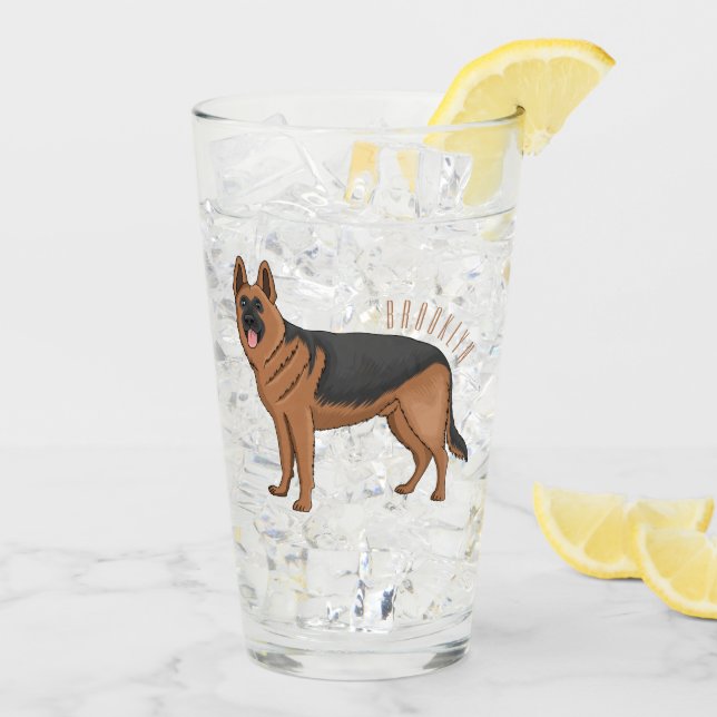 Verre dessin de berger allemand (Dos glace)