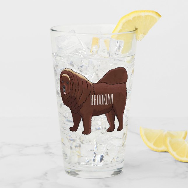 Verre dessin de Chien Tibétain Mastiff (Dos glace)
