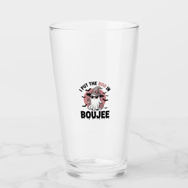 Verre Dessin de gravure vintage Halloween fantôme boujee (Devant)