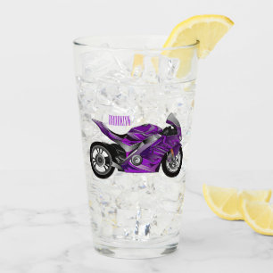 Verre Dessin de moto de sport violet