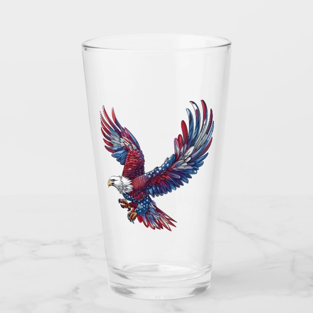 Verre Dessin d'un aigle, concept 4 juillet (Devant)