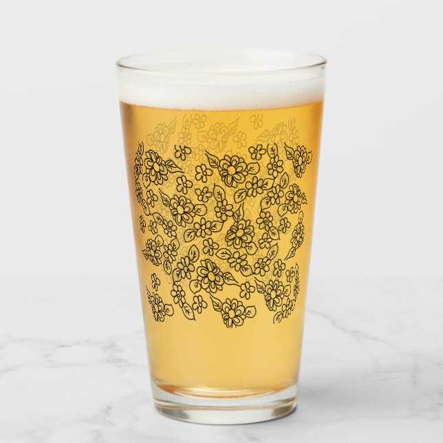 Verre dessin floral simple (Dos (rempli))