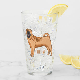 Verre dessin humoristique chinois de chien Shar-Pei