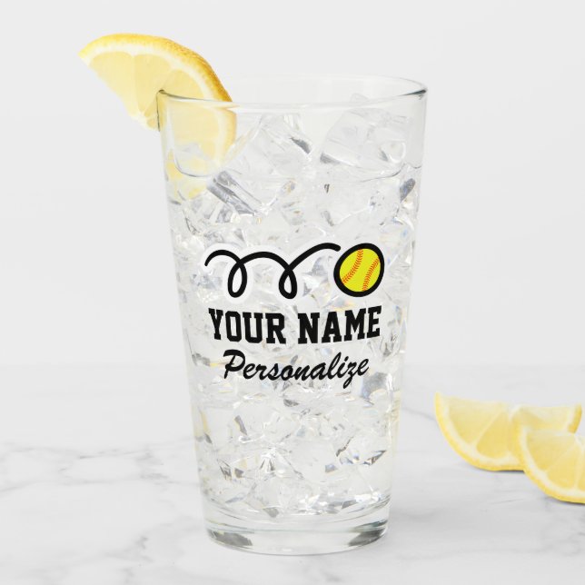 Verre Dessin humoristique de sport de softball sur mesur (Devant glace)