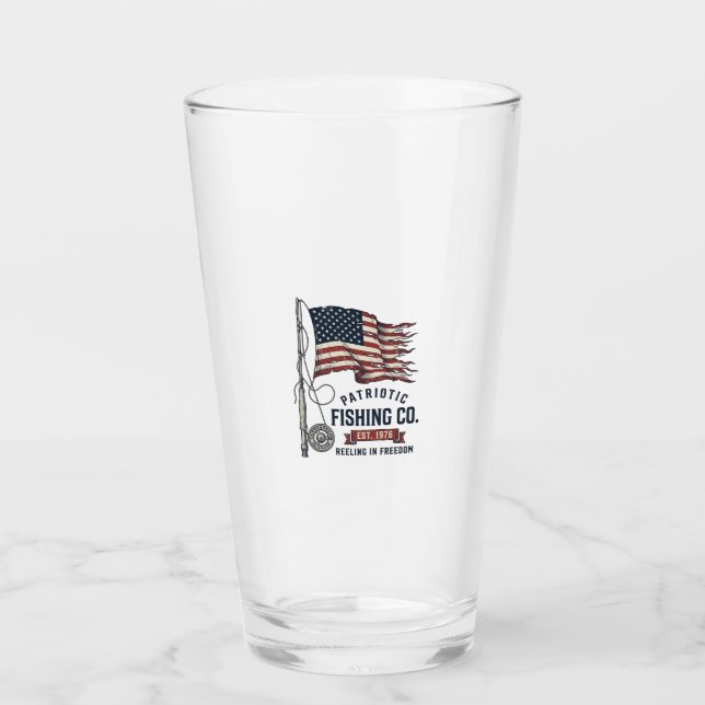 Verre Dessin vectoriel de drapeau de pêche patriotique v (Devant)